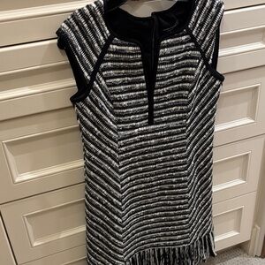 Elegant Black and White Striped Dress